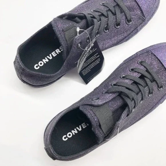 CONVERSE All Star Low Top Purple Glitter Sneakers - Picture 8 of 9